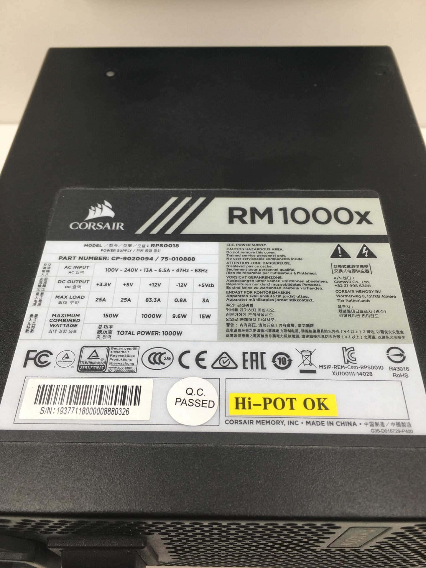 Corsair RM1000X 1000W Power Supply PSU