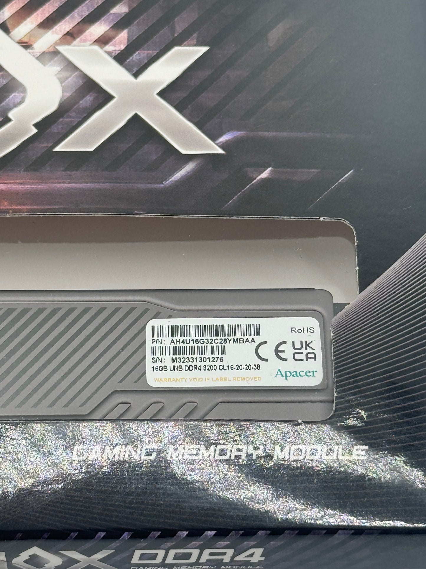 16GB (1x16GB) Apacer Nox 3200MHz DDR4 RAM