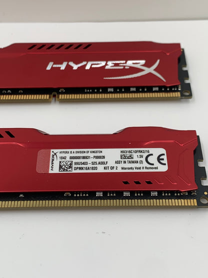 16GB (2x8GB) Kingston Fury HyperX Red 1600MHz DDR3 RAM